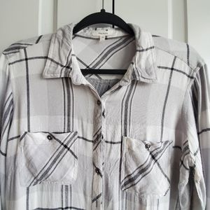 Grey and White Plaid button up